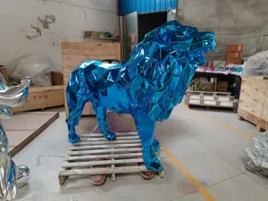 Escultura de León de Tamaño Real para Exteriores, con Recubrimiento Electrolítico, para Entrada de Centro Comercial, Escultura Geométrica de Animal, Escultura de León de Gran Tamaño - Product Image 4