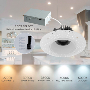 Foco <span class=keywords><strong>LED</strong></span> Empotrable Redondo/Cuadrado Sin Marco Antideslumbrante de 15W/18W, Regulable por Triac, AC110V, 4 Pulgadas, para Techo Residencial - Product Image 4