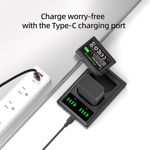 PUJIMAX Dual Channel USB Fast Charger Camera Battery Charger with 2Pcs 1500mAh Batteries for Sony A7 Series A7II A7RII A7SII A7S