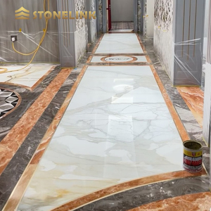 Stonelink sang trọng Trắng calacutta vàng đá cẩm thạch trong nhà gạch đá tự nhiên tấm cho phòng ăn phòng tắm phòng khách sàn cầu thang - Product Image 5