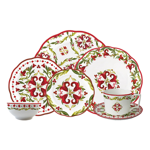 Juego de <span class=keywords><strong>Vajilla</strong></span> de Cerámica con Diseño Floral Rojo, Platos de Porcelana con Borde Festoneado, Tazas de Estilo Vintage, <span class=keywords><strong>Vajilla</strong></span> de Porcelana China, Platos para Cocina - Product Image 6