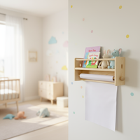 Étagère murale en bois à double niveau moderne et personnalisée pour la chambre d'enfant et la salle de bain, rangement décoratif