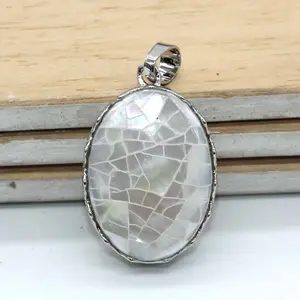 HZ Shell gemstone pendant 925 sterling silver jewelry solid white abalone wholesale jewelry artisan gem stones