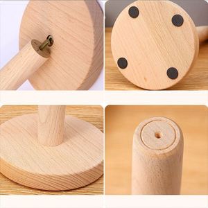 Wholesale <b>Kitchen</b> Wooden <b>Paper</b> Towel Holder Solid Beechwood <b>Paper</b> Towel Dispenser Stand with Anti-Skid Base - Product Image 6