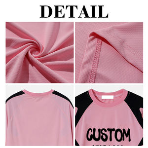 KingSen High Quality <b>Women's</b> Silk Screen Printed Pink Jersey T-<b>shirts</b> Color Block Oversized <b>Loose</b> Summer Quick Dry Breathable - Product Image 6