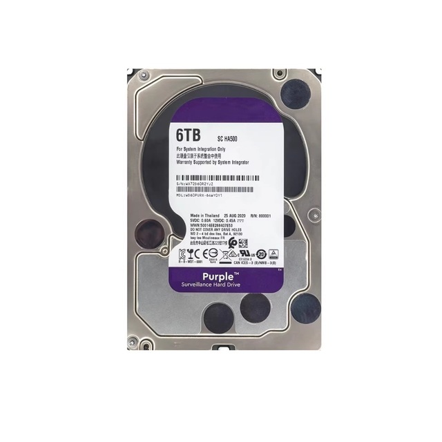 New Purple WD60PURX 6TB Internal HDD 3.5 Inch SATA 6Gb/s Aluminum Alloy 7200 RPM 128MB Cache for DVR NVR Monitoring System
