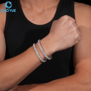 Pulsera de Eslabones Cubanos con Moissanita Corte Princesa CHOYUE, Plata 925 con Baño de Rodio, Joyería de Lujo para Mujer, Ideal para Bodas - Product Image 5