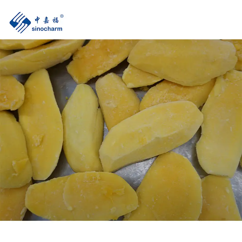Sinocharm BRC-A承認IQFマンゴーカット卸売価格10kgバルクレッドアイボリー冷凍ハーフマンゴー