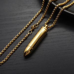 18k Gold PVD Edelstahl Militär-Armee-Rechteckiger Zirkon-Gedenkschmuck Abnehmbarer Kugelanhänger Asche-Einäscherungsurne - Product Image 5
