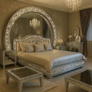 Wholesale Solid Wood & <b>Leather</b> <b>Storage</b> <b>Bed</b> Set with Mirrored Headboard Modern Design for Apartment & Hotel Use - Product Image 6