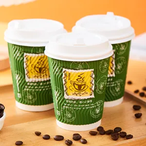 Giá thấp tinh tế gợn tường thân thiện với môi Cốc giấy cho trà cà phê biểu tượng tùy chỉnh in cốc giấy