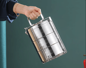 Lonchera de Acero Inoxidable de Gran Capacidad, Cesta de Transporte de Alimentos con Doble Aislamiento, Conservación Térmica para Exteriores - Product Image 5