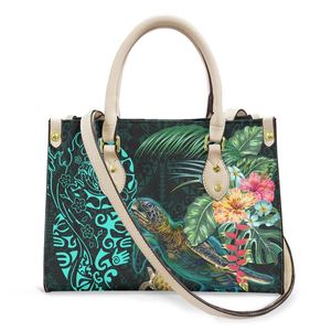 Bolso de moda para mujer, tortuga Real hawaiana, hibisco, Monstera, palma, azul, verde, Tribal, negro, bolsos pequeños de lujo personalizados para mujer - Product Image 3