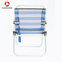 Chaise de plage pliante portable en aluminium léger personnalisée pour l'extérieur avec accoudoirs