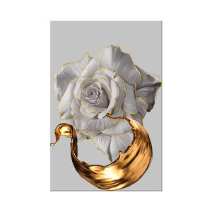 Bức tranh nghệ thuật Bắc Âu 3 Bảng điều khiển trang trí phòng khách nhà tường nghệ thuật sang trọng trắng hoa hồng trừu tượng Áp phích hình ảnh - Product Image 6