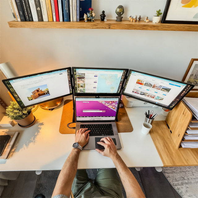 Highly Recommended Portable Monitor for Laptop Dual Screen Triple Portable Led Screen Triple Screen Laptop