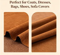 Tissu en suède tissé 100 % polyester en stock, 380 GSM, largeur 150 cm, tissu brossé effet suède pour vêtements, textiles de maison, chaussures/ameublement