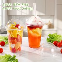 Gobelets en plastique jetables personnalisés avec logo PET et couvercles, vente en gros, gobelets pour thé à bulles, café glacé, jus, boissons froides, boissons à emporter