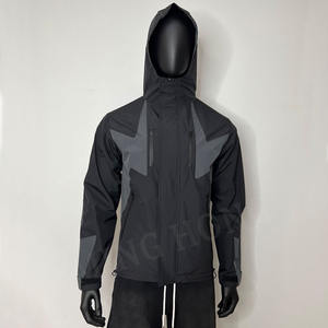 Veste imperméable légère à blocage de couleur personnalisée Veste coupe-vent à poignets réglables pour l'extérieur - Product Image 1