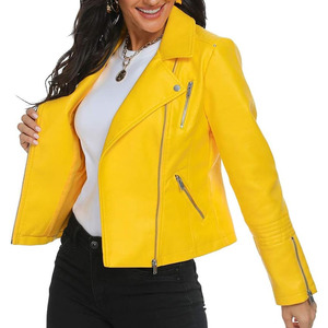 Dernière collection : Blouson en cuir pour femme de haute qualité, hiver, col montant, couleurs personnalisées, logo personnalisé, tricoté, longueur longue, prix de gros - Product Image 4