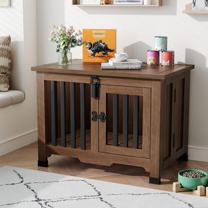Portatile in legno massello pieghevole gabbia per cani al coperto casa per animali domestici mobili in legno sostenibile canile da tavolo - Product Image 3