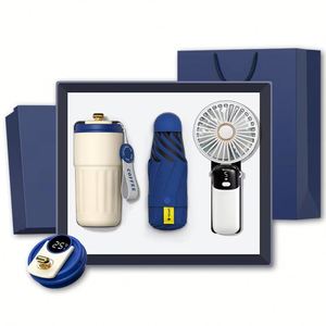 Souvenirs de mariage personnalisés spéciaux pour l'été, ensemble cadeau promotionnel comprenant une tasse, une capsule parapluie et un éventail pliable pour les invités - Product Image 3