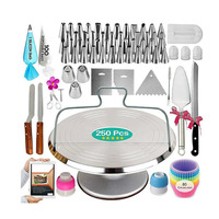 Fournitures de pâtisserie en gros, outils, kit de 250 pièces d'outils de décoration de gâteaux en aluminium