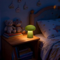 Lámpara de Noche LED Recargable con Forma de Hongo, 3 Colores, Regulación Continua, Lámpara de Mesa para Dormitorio, Estudio, Decoración del Hogar