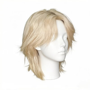 Parrucca da uomo unisex stile giapponese con coda di lupo, capelli medi voluminosi naturali stile Hong Kong, per il commercio transfrontaliero - Product Image 3