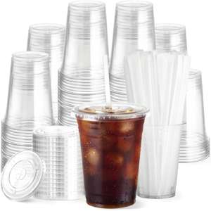 8oz 10 12 16 24 32 oz cetak kustom Logo PP Pet Sealing Film makanan penutup kopi sekali pakai gelas plastik bening dengan tutup - Product Image 1