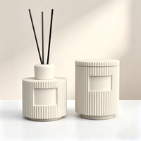 Lanternes et pots en céramique modernes de luxe personnalisés, vides, avec couvercle et flacon diffuseur à bâtonnets pour la fabrication de bougies