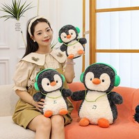Peluche pingouin de dessin animé authentique, super douce, rembourrée en coton PP, poupée mignonne, oreiller de sommeil, 0-24 mois