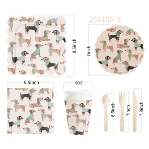 Decoraciones para Fiesta de Cumpleaños de Perro DAMAI, Juego de Vajilla con Platos, Vasos y Servilletas con Temática Canina para Fiestas de Patas, para 8 Personas - Product Image 6