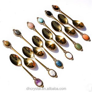 Cucchiaini in Lega con Cristallo di Quarzo Rosa, Mini Cucchiaini Decorativi per Tè e Caffè - Product Image 6