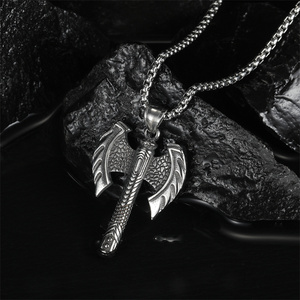 Bajo MOQ de alta calidad gran descuento el vikingo <span class=keywords><strong>tomahawk</strong></span> colgante de plata hacha hip hop Collar para hombres - Product Image 5
