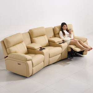 Ensemble de canapés inclinables électriques multifonctionnels de luxe en cuir italien sur mesure avec structure en bois extensible pour <span class=keywords><strong>home</strong></span> cinéma et salon - Product Image 3