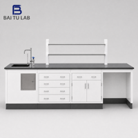 Meubles de laboratoire modernes en gros : bancs de laboratoire mobiles en métal avec plan de travail phénolique et robinet d'évier pour laboratoire scientifique