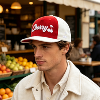 Gorra de Béisbol Unisex Vintage de Dos Tonos con Bordado de Corduroy, Visera Curva, Diseño de Frutas, Ajustable, Estilo Urbano