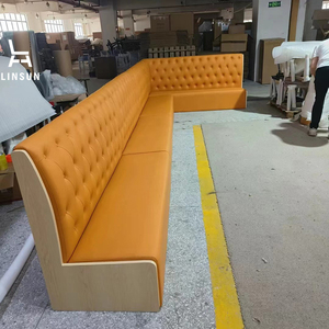 Sofá de Cuero Suave <span class=keywords><strong>en</strong></span> Forma de L de Alta Gama Personalizado para Restaurante, Asientos Curvos Tipo Booth, Juego de Muebles Comerciales BQ081 - Product Image 1