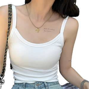 2025 Custom Wholesale High Quality Breathable Cotton <b>Slim</b> Fit Gym Tank Top Women Sexy Ribbed Knit Casual Sportswear Short Length - Product Image 1