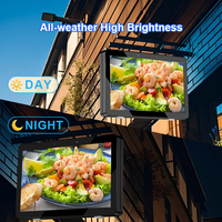 Écran LCD numérique étanche pour affichage publicitaire mural extérieur de 65 pouces, IP65, 2000-5000 nits, pour les restaurants et les cafés