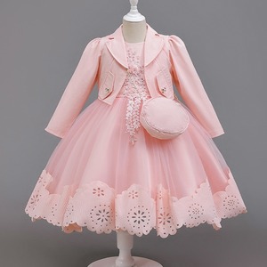 Adorable <strong>Girls</strong> Vest Dress Set with Beaded Embroidery Jacket and Handbag 3 Piece <strong>Outfit</strong> for Birthday Party Wedding Celebration - Product Image 1