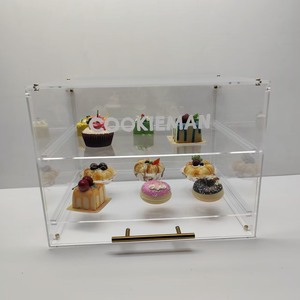 Hot Bán 2-Tier Thương Mại Bánh Mì Bánh Hiển Thị Trường Hợp Với Cửa Trước | Món Tráng Miệng Hiển Thị Trường Hợp <span class=keywords><strong>Acrylic</strong></span> Pastry Hiển Thị Trường Hợp - Product Image 5