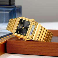 Jam Tangan Pria Skmei 2632 Berkualitas Tinggi Klasik Analog Digital Original Stainless Steel Persegi Panjang Tahan Air Mewah