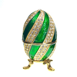 Elegante Scatola Portagioie in Metallo Stile Fabergé Russo con Cristalli, Fornitore Cinese - Product Image 1