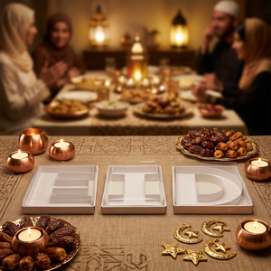 กล่องของขวัญกระดาษแข็งรูปตัวอักษร Eid สีขาวทรงสี่เหลี่ยม บรรจุภัณฑ์แบบกำหนดเองสำหรับขนมและของว่าง - Product Image 4