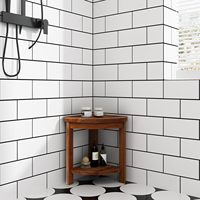 Tabouret de douche en teck massif Design moderne petit banc d'angle repose-pieds siège de bain en bois robuste assemblage facile jambes de rasage