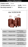 Ensemble de bagages en PP anti-rayures approuvé par la TSA, valise cabine robuste à double roulettes, valise de voyage imbriquée de luxe