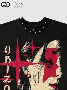 Camisetas sin mangas personalizadas de algodón 100% lavado estilo vintage punk, holgadas con gráficos de rock and roll, de secado rápido. - Product Image 6