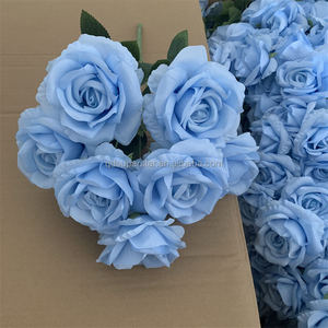 <span class=keywords><strong>Rosas</strong></span> Artificiales de Alta Calidad al por Mayor, <span class=keywords><strong>Ramo</strong></span> de Flores Grandes Azules, Arreglos Florales, 9 Cabezas de <span class=keywords><strong>Rosas</strong></span> de Seda al por Mayor, B-823 - Product Image 2